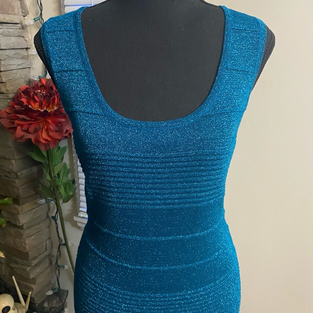 ❤️Teal sparkly stretchy mini dress 👗 NWT